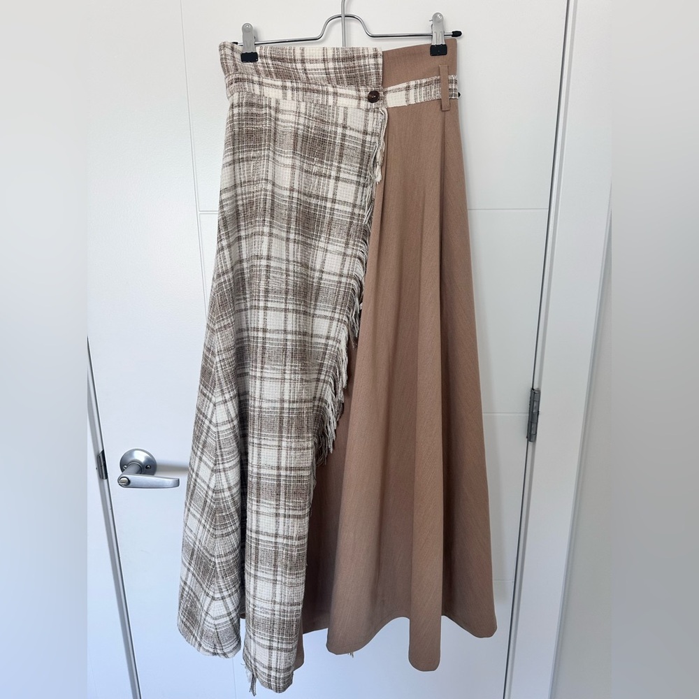 DURAS ASYMMETRICAL HIGH-WAISTED  MIDI SKIRT